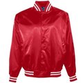 Augusta Medical Systems Llc Augusta 3610A Satin Baseball Jacket-Striped Trim; Red & White - Large 3610A_Red/ White_L